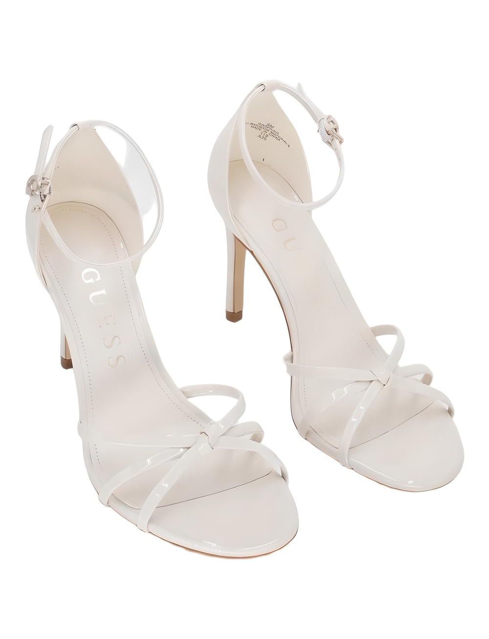 GUESS Womens Spring Strappy Ivory Patent 3.5" Stiletto Heel Sandals Size 9M